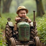 Kids playing with tractor