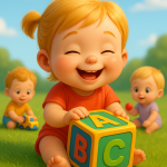 Baby playing with Block