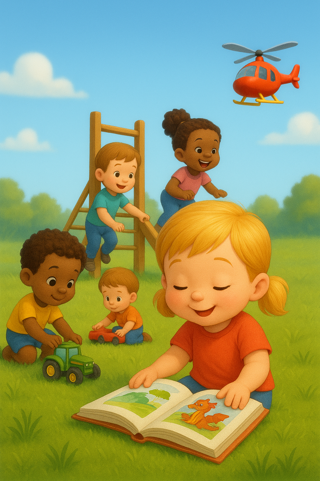 kids reading a storybook for fun